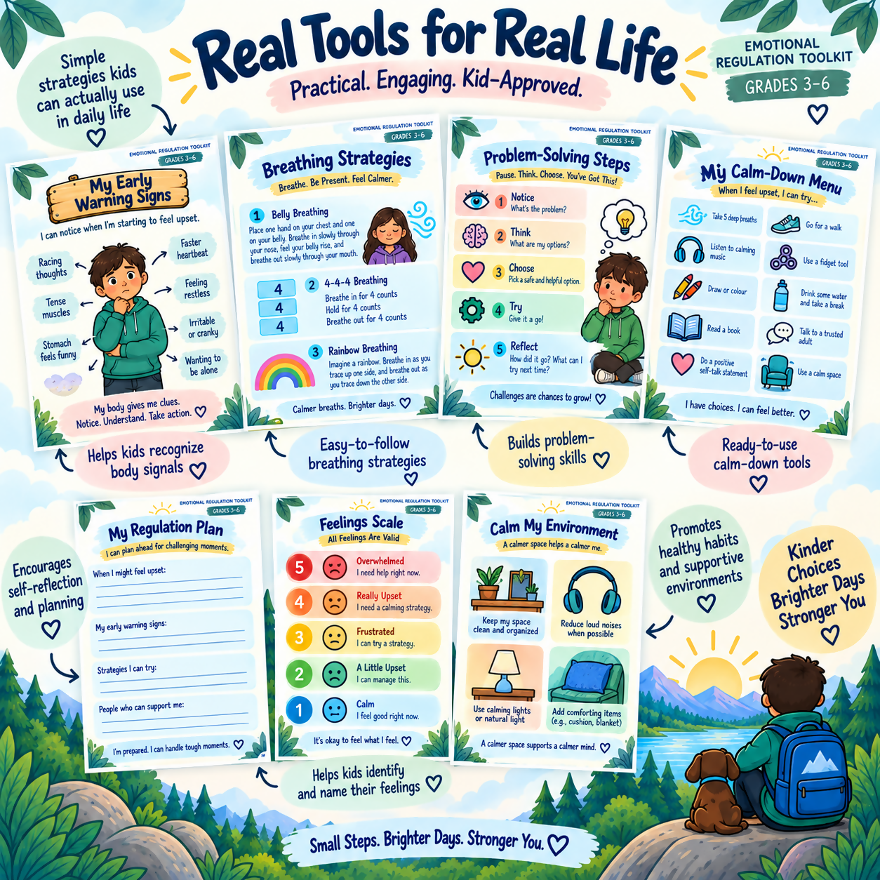 Emotional Regulation Toolkit Grades 3-6 | Coping Skills and Calm Down Strategies