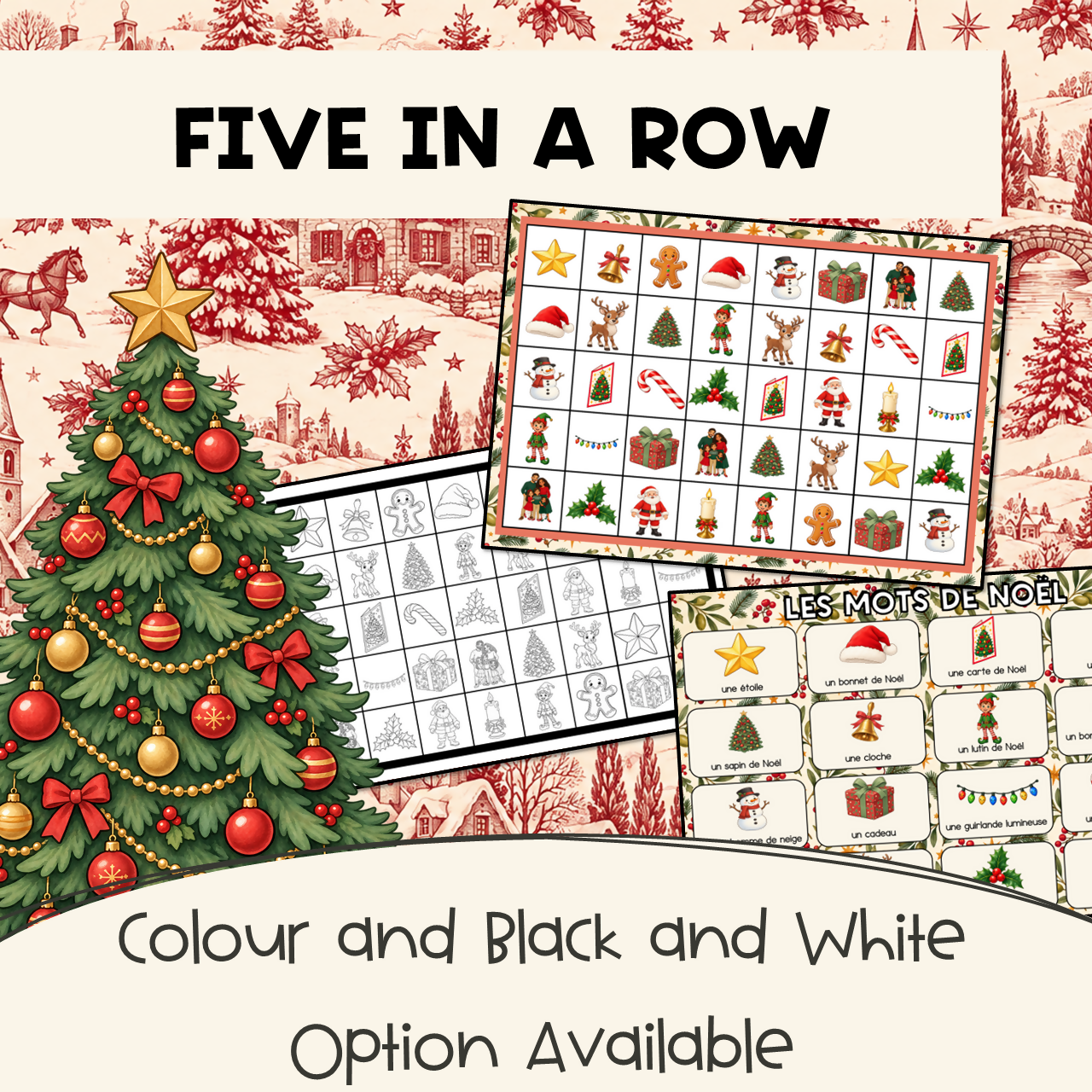 French Christmas Games | Noël Vocabulary | Memory, Snap, Five in a Row & Who am I?