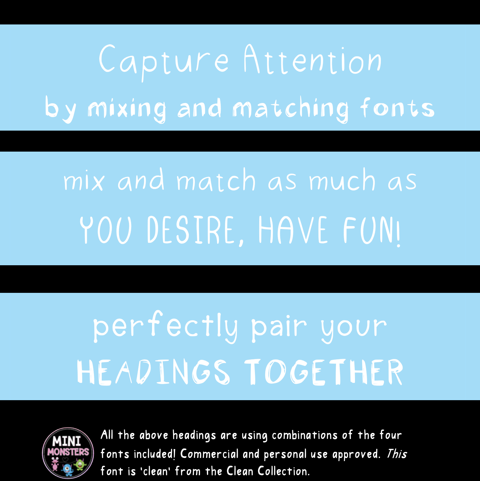 Creative Classroom Fonts | The Creative Collection | 5 Original Hand-Made Artsy Fonts | OTF + TTF Commercial Use