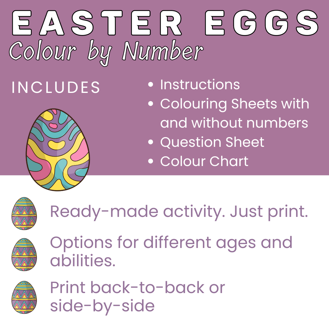 Easter Egg Colour By Number Worksheet