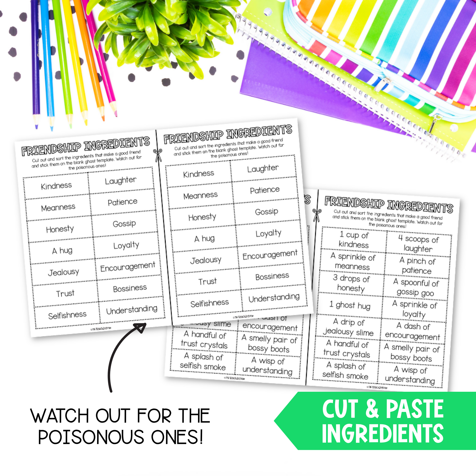 Halloween Spooktacular Friendship Potion Craft - SEL/Friendship Writing Activity