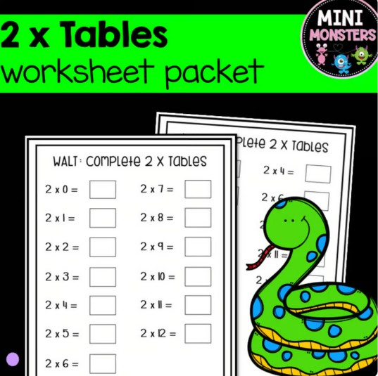 2 Times Tables Worksheets | Year 2 Year 3 | Multiplication Fluency | Australian Curriculum
