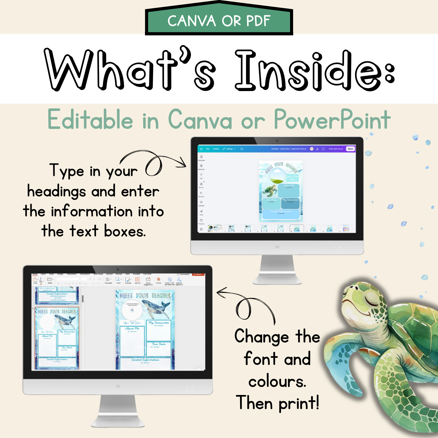 Ocean Blue Meet the Teacher Template | Editable Back to School Classroom Decor