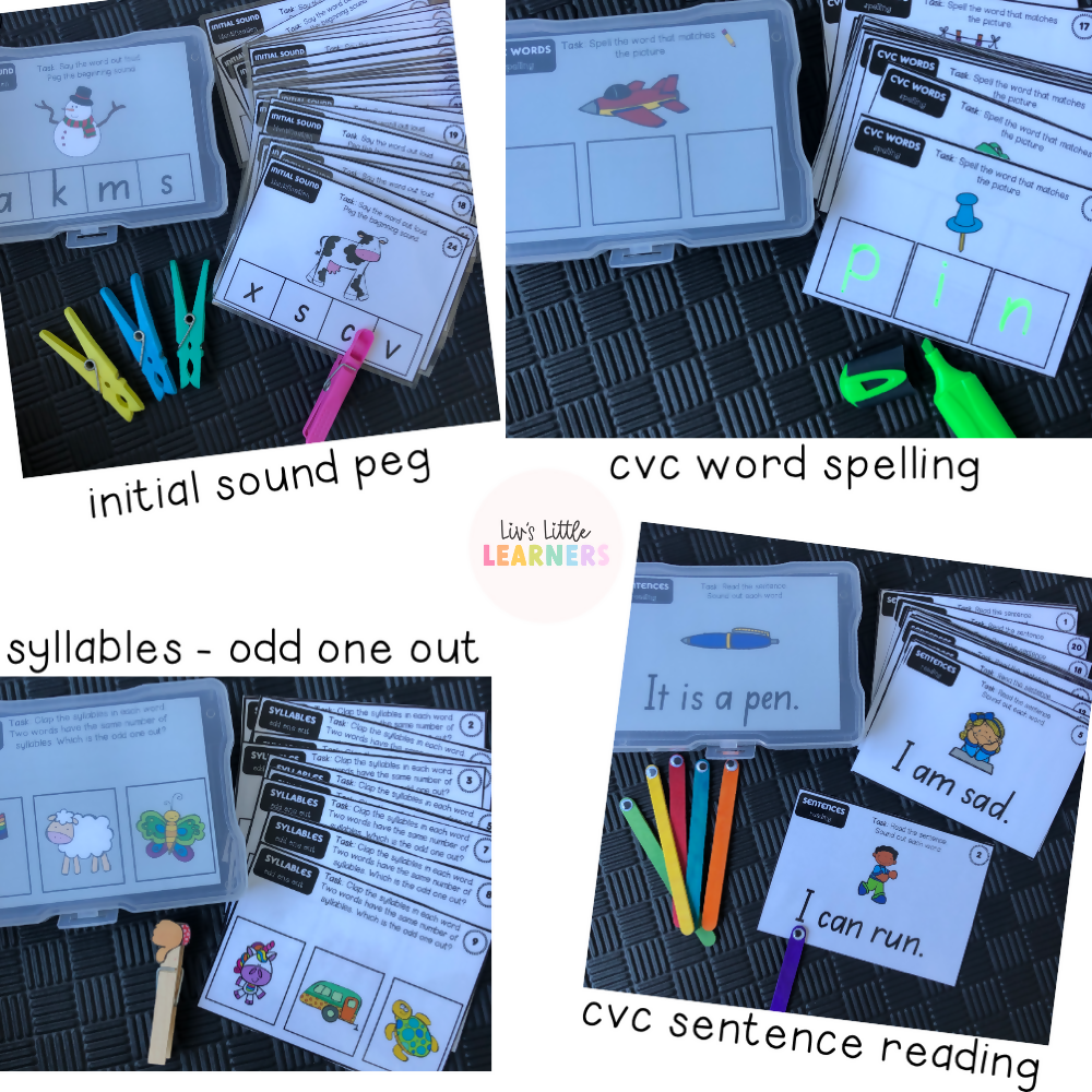 Phonological Awareness and Phonics Foundation Task Cards Pack