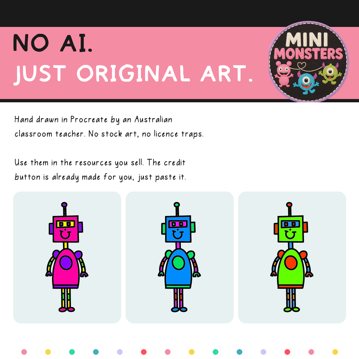 Robots Clipart Set 1 | 10 Designs 20 Files | Colour and Blackline | Hand Drawn | Commercial Use