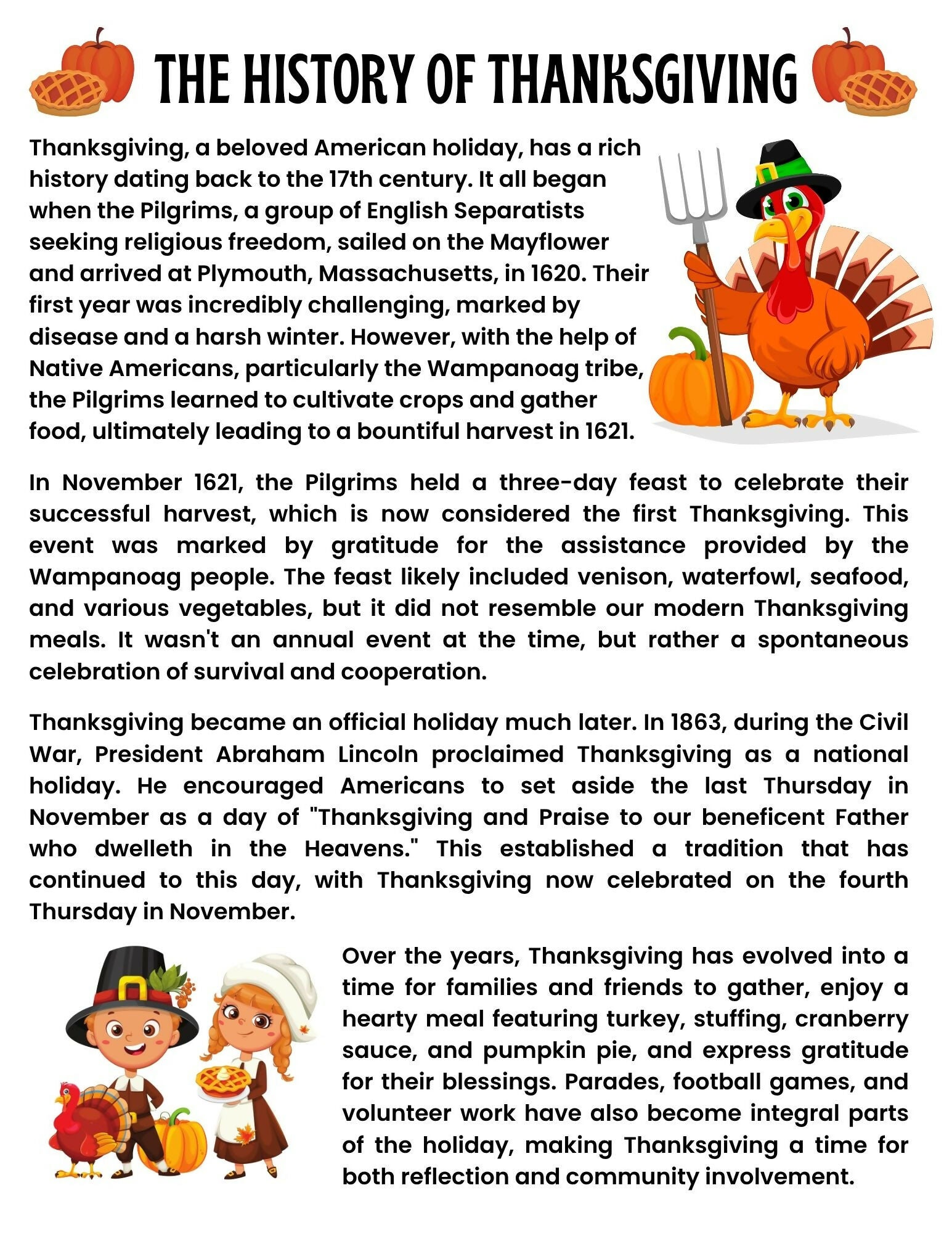 Thanksgiving History Reading Comprehension & Activities | Crossword, Word Search, Puzzles & More | Middle & High School