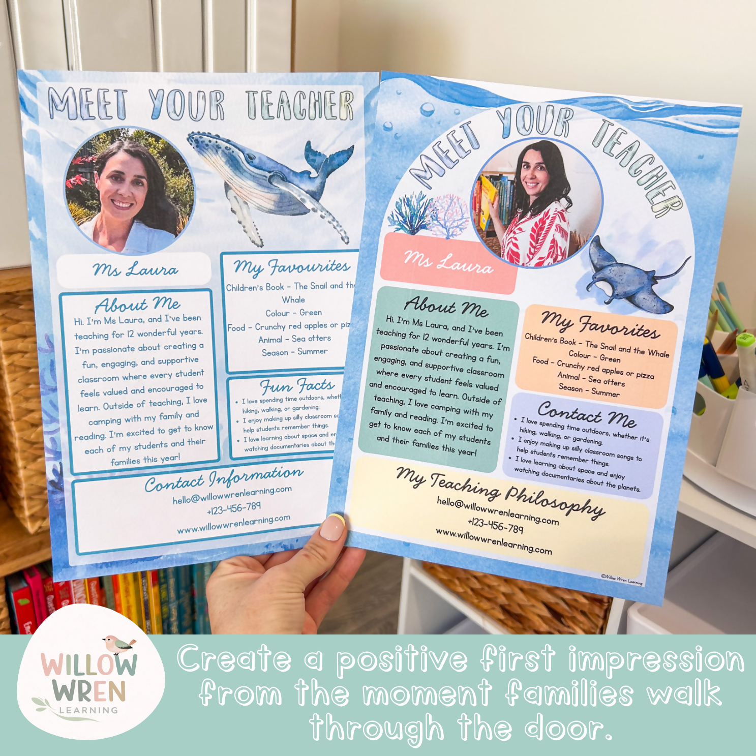 Ocean Blue Meet the Teacher Template | Editable Back to School Classroom Decor