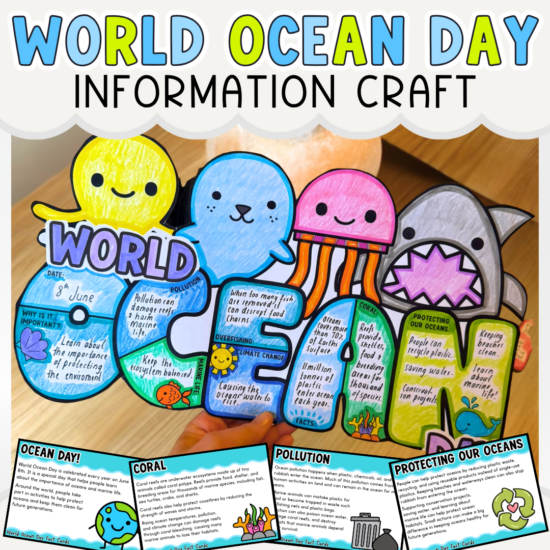 World Ocean Day Ocean Facts Craft | Ocean Conservation Activity & Craft Display