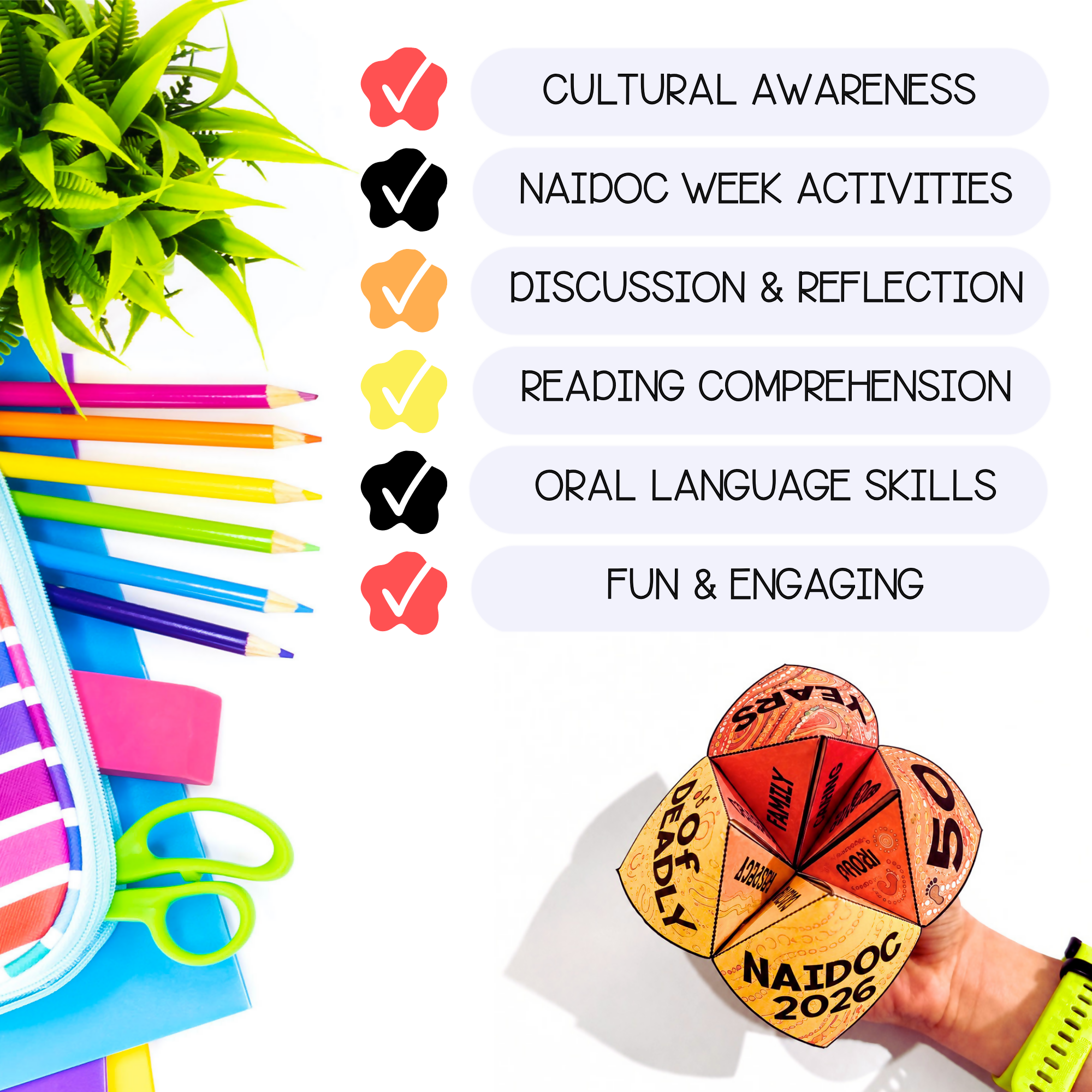 NAIDOC Week Chatterbox / Cootie Catcher / Fortune Teller | NAIDOC 2026 | 50 Years of Deadly