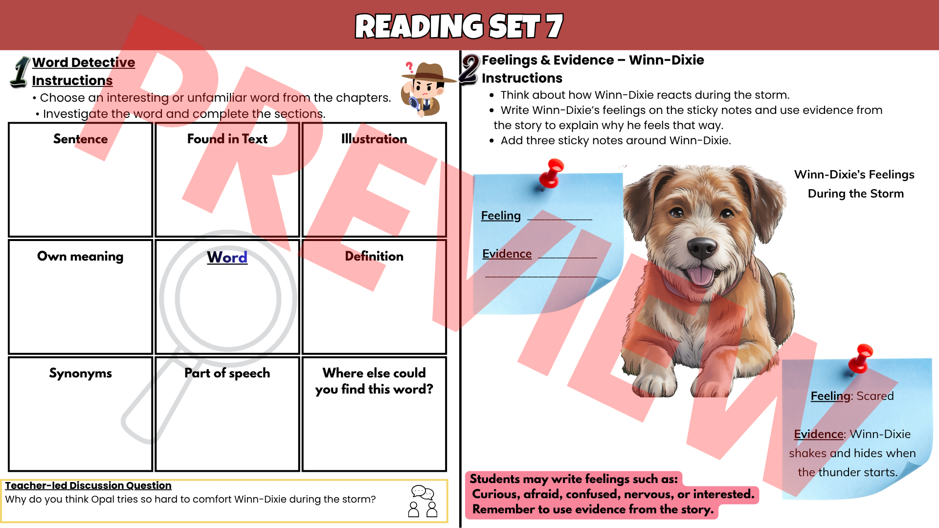 Because of Winn-Dixie Novel Study Unit | Comprehension Questions, Vocabulary & Activities | Grades 3–6
