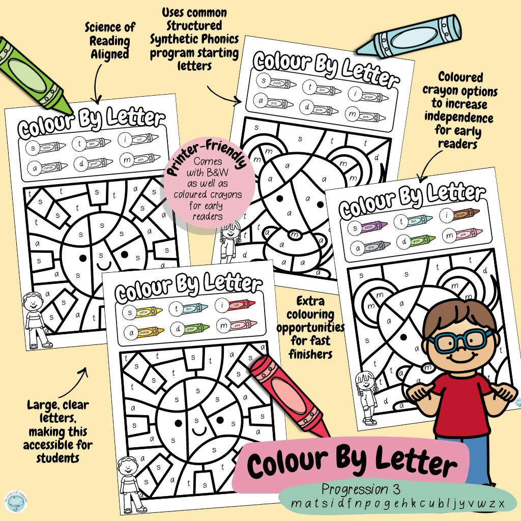 Colour by Letter - matsidfnpogehkcubljyvwzx | Letter Recognition | Print & Go