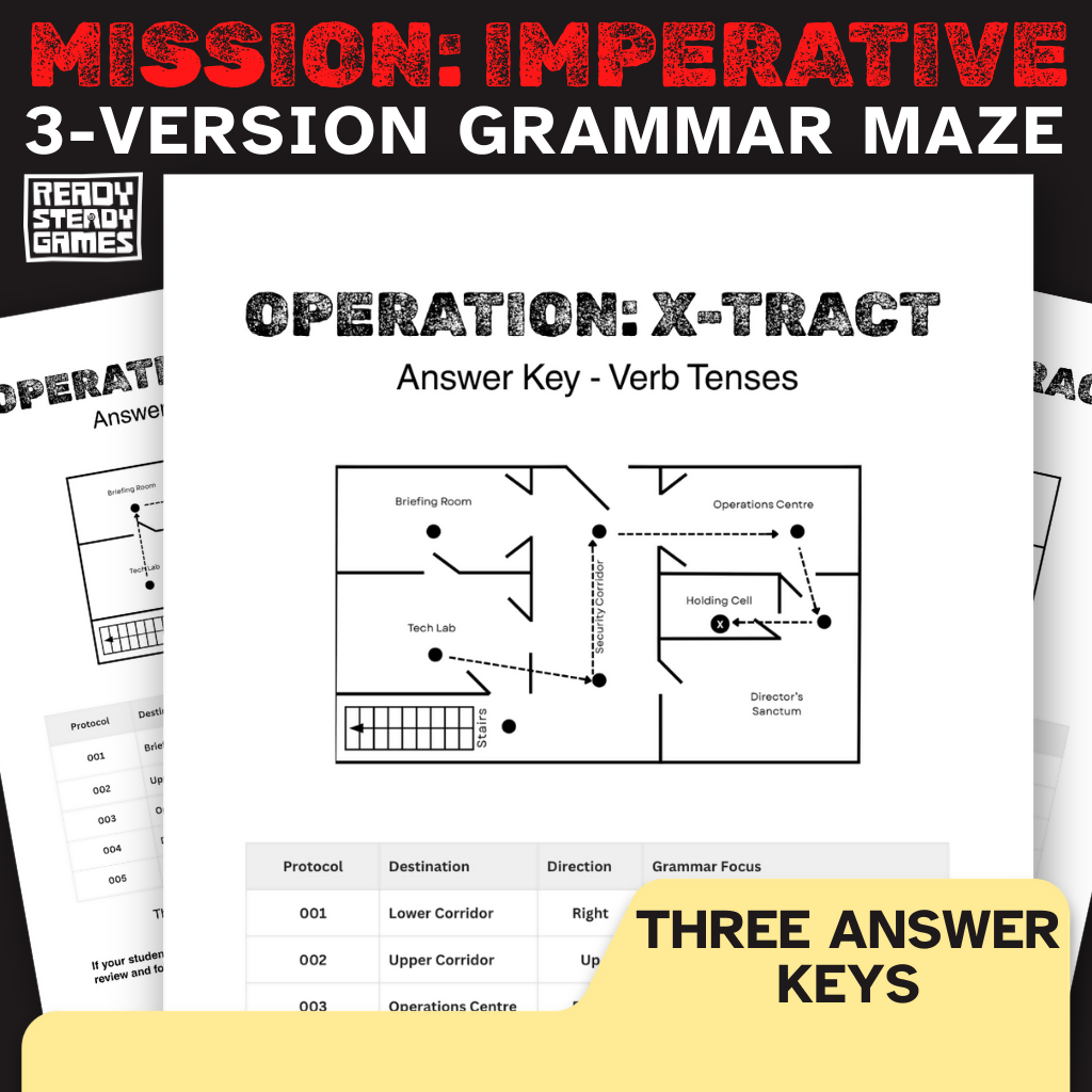 Spy Grammar Maze | Self-Checking English Game | 3 Versions | Years 5–6