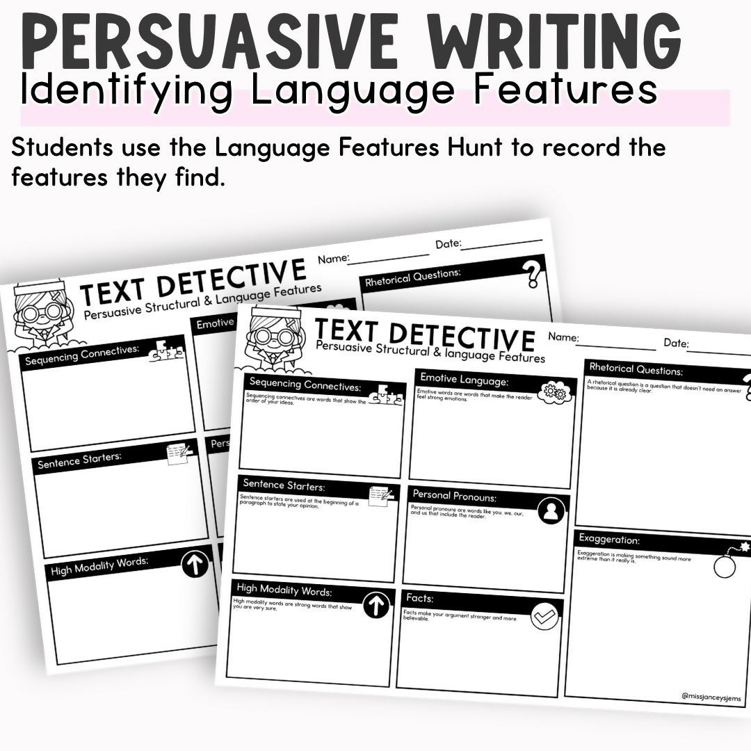 Opinion Writing Language Features and Structure I Identifying Persuasive Devices