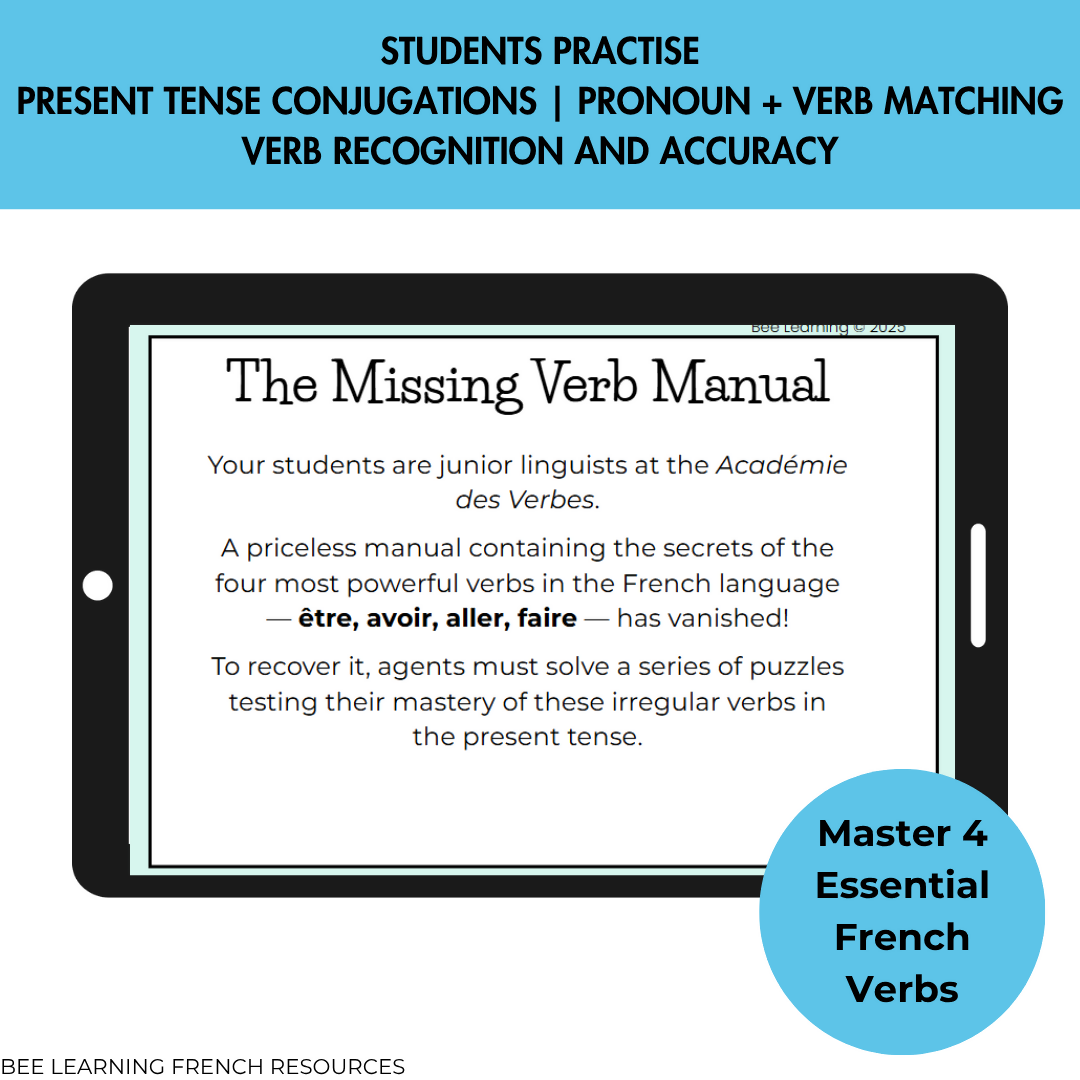 French Irregular Verbs Escape Room | Être Avoir Aller Faire Present Tense | Year 7–8