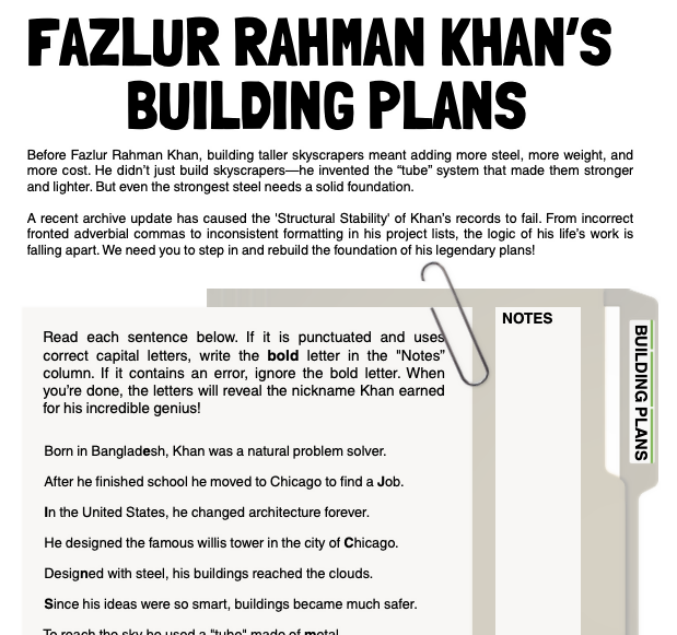 Global Trailblazers | Grammar Puzzle Pack | Famous Figures | Years 5–6