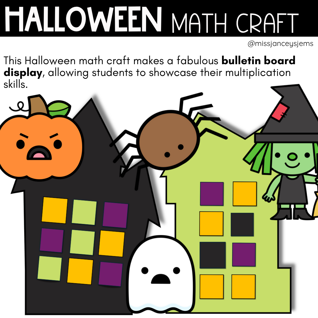 Halloween Maths Craft & Multiplication Activities | Arrays, Repeated Addition, Multiplication Task Cards, October Craft & Classroom Bulletin Board Display