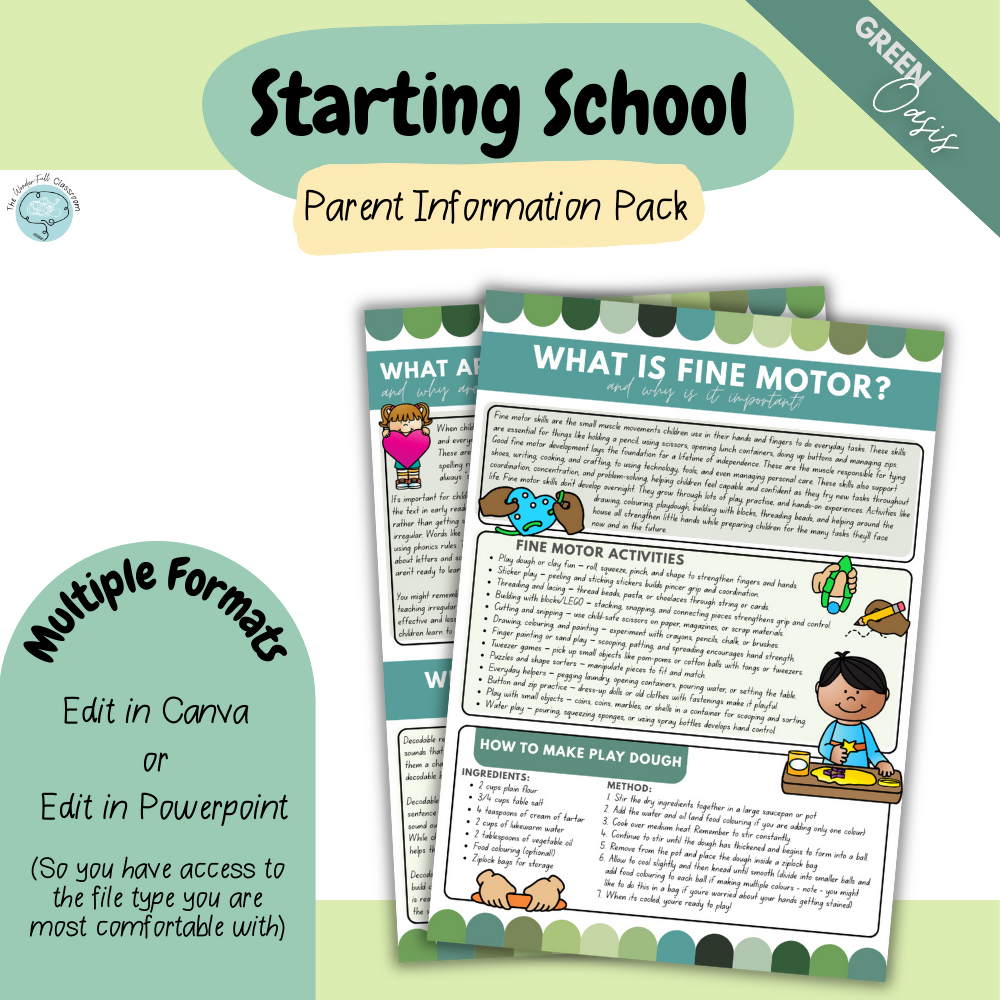 Multiple Colour Themes | Starting School - Editable Parent Handouts