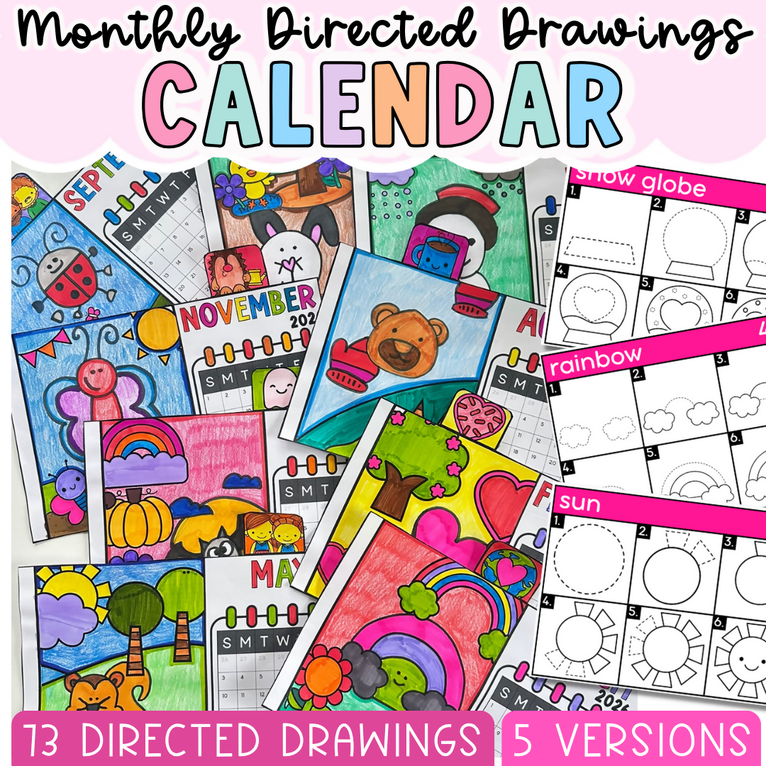 Mother’s Day Gift & Craft from kids | Printable Directed Drawing Present | Editable Monthly Calendar