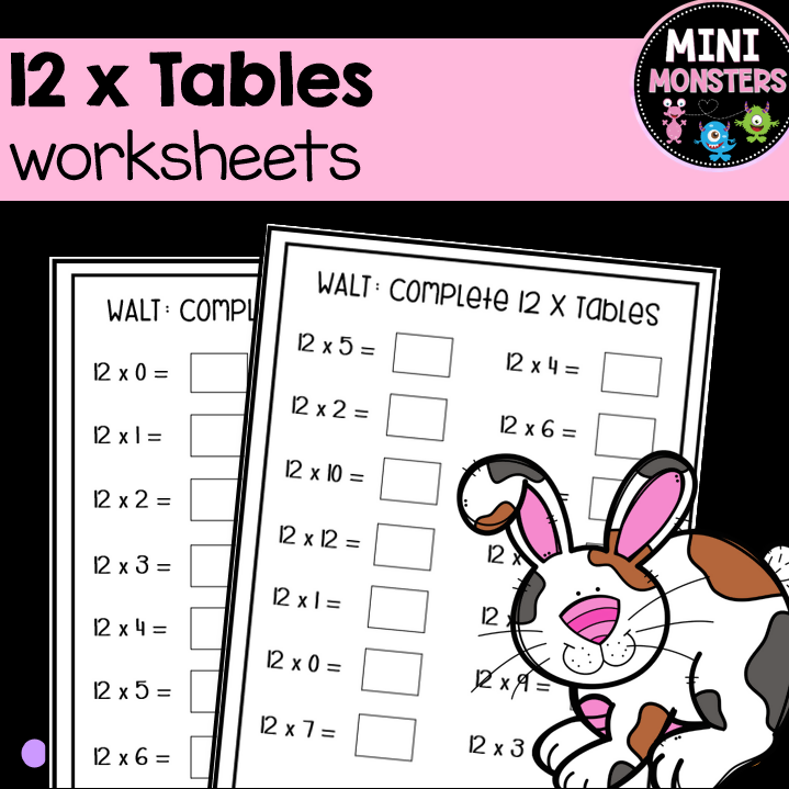 12 Times Tables Worksheets Year 3 Year 4 Multiplication Fluency Australian Curriculum