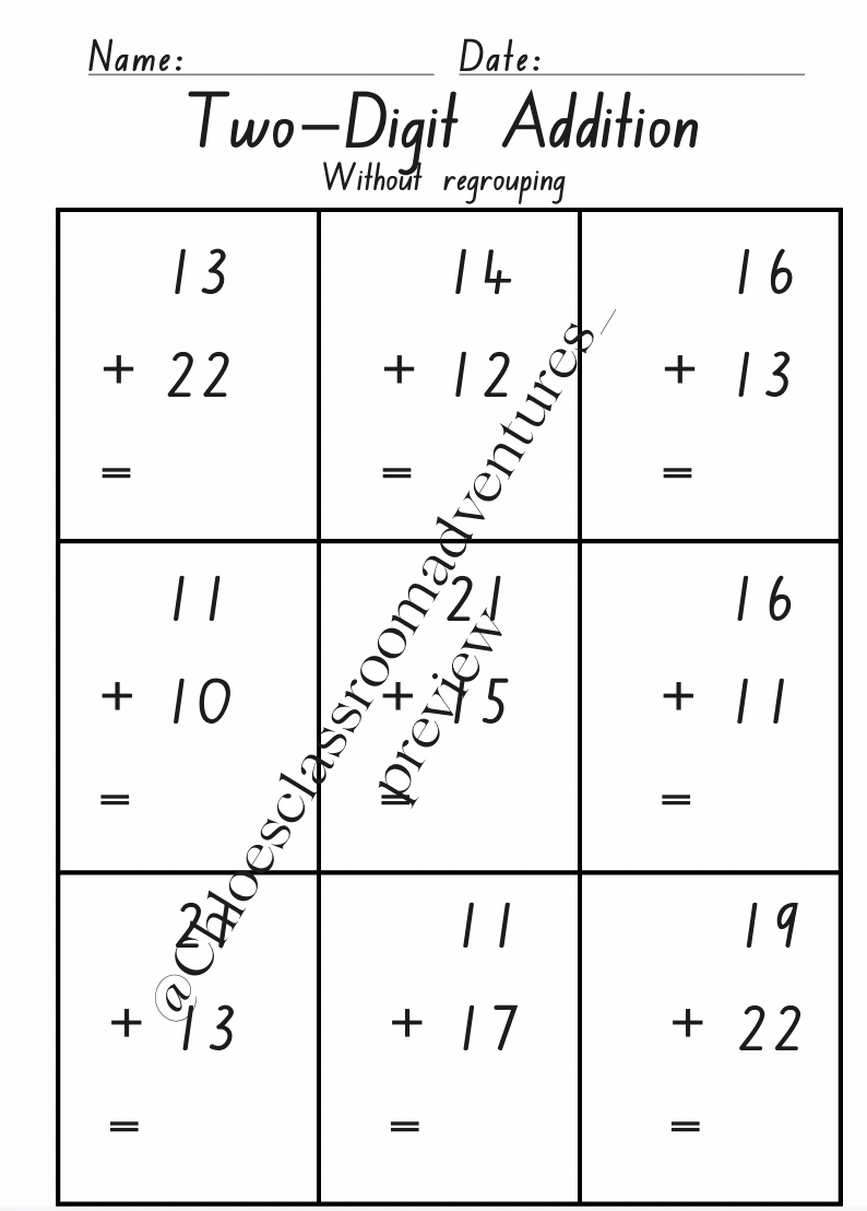 Two-Digit Addition Worksheet Bundle (6 Pages) | Curriculum Aligned