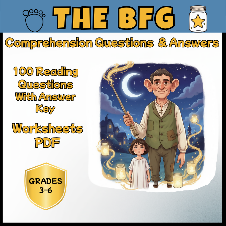 The BFG Comprehension Questions and Answer Key PDF | Roald Dahl Novel Worksheets for Grades 4–6