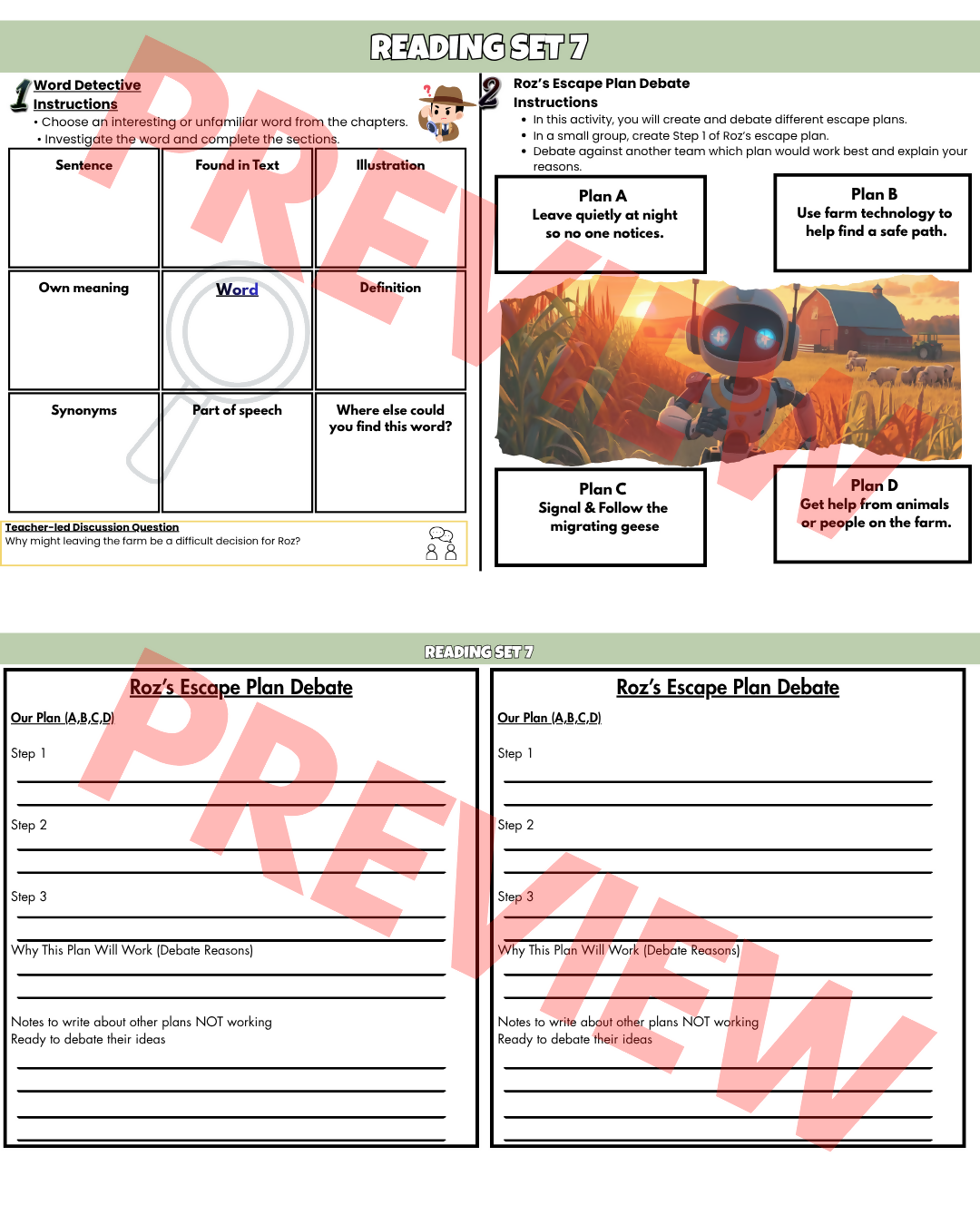 The Wild Robot Escapes Novel Study Unit | Comprehension Questions, Worksheets & Activities | Grades 3–6