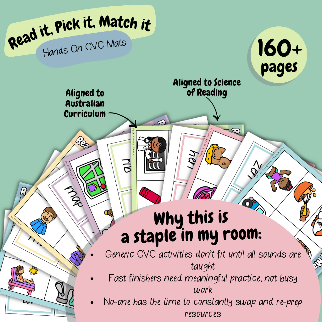 Read It, Pick It, Match It | Hands-On, CVC, Progression-Aligned Mats