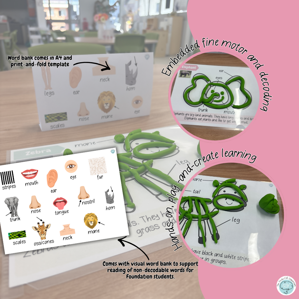 Read, Roll & Build | Year 1 Information Text Playdough Mats | Zoo Animals