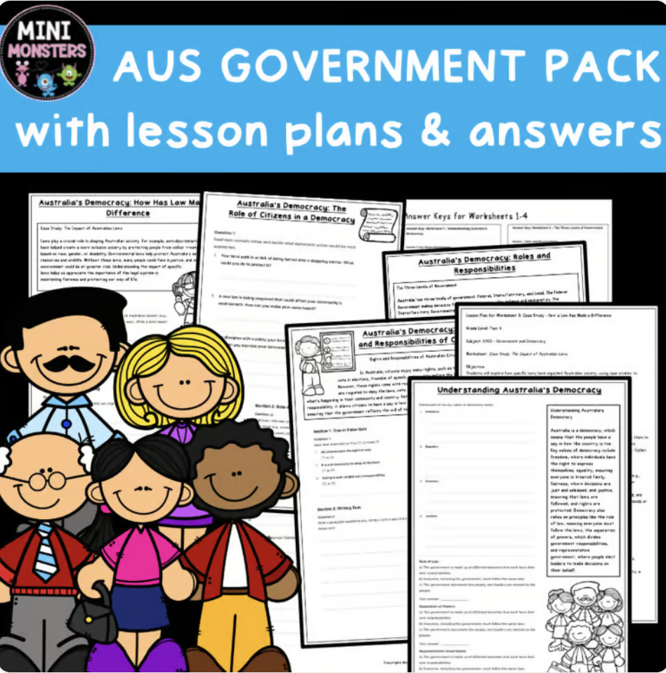 Australian Government Worksheets | Year 6 HASS Civics and Citizenship | Lesson Plans + Answer Keys