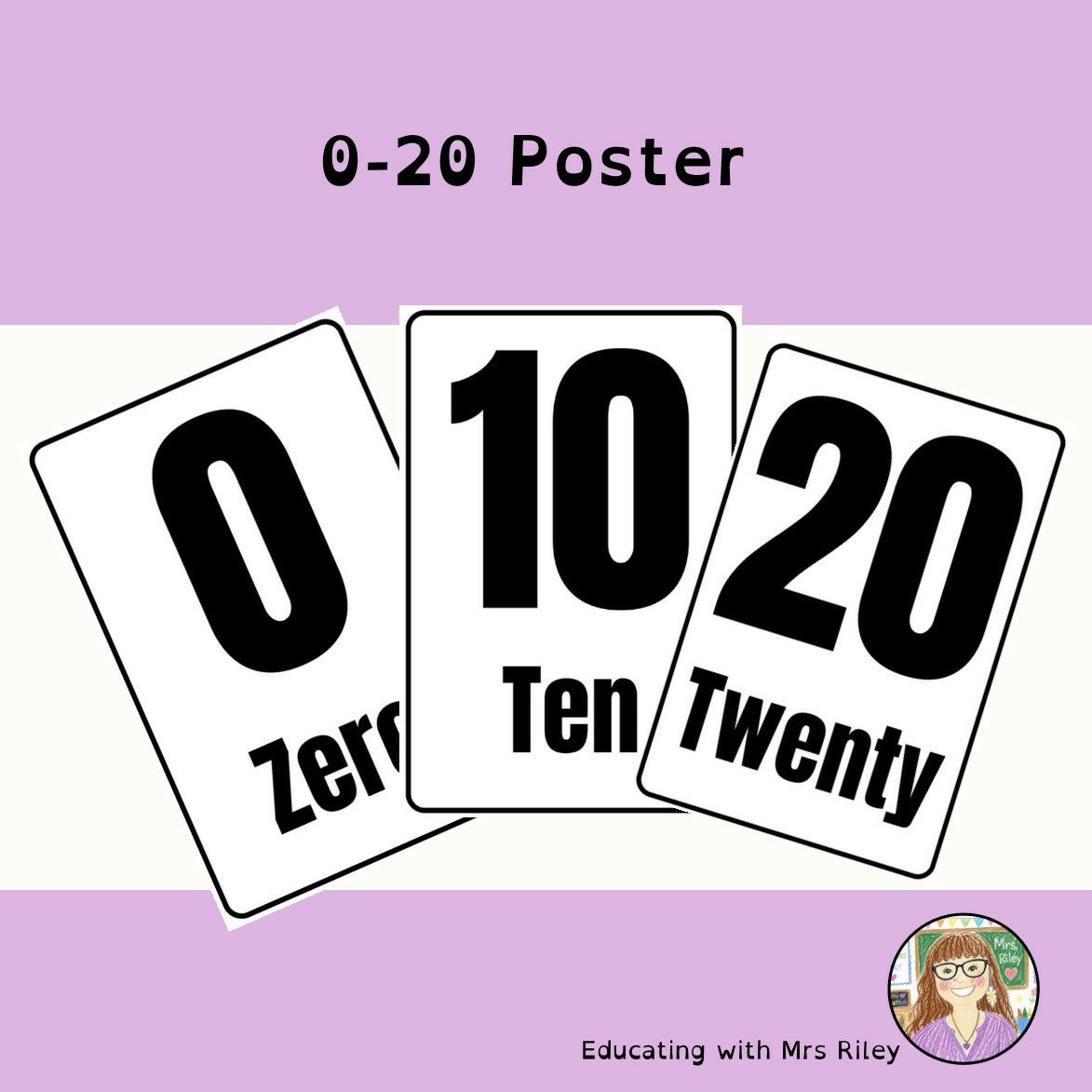 0-20 A4 Number Poster - Black & White