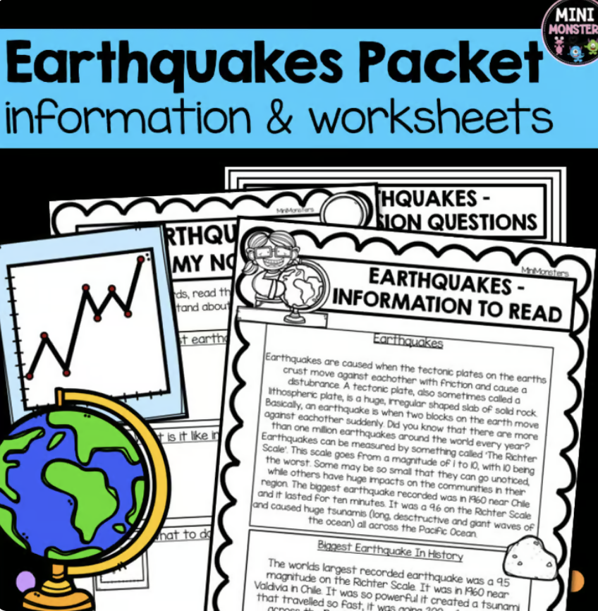 Earthquakes Worksheets | Australian Curriculum Science Years 3 to 6 | Earth and Space Sciences