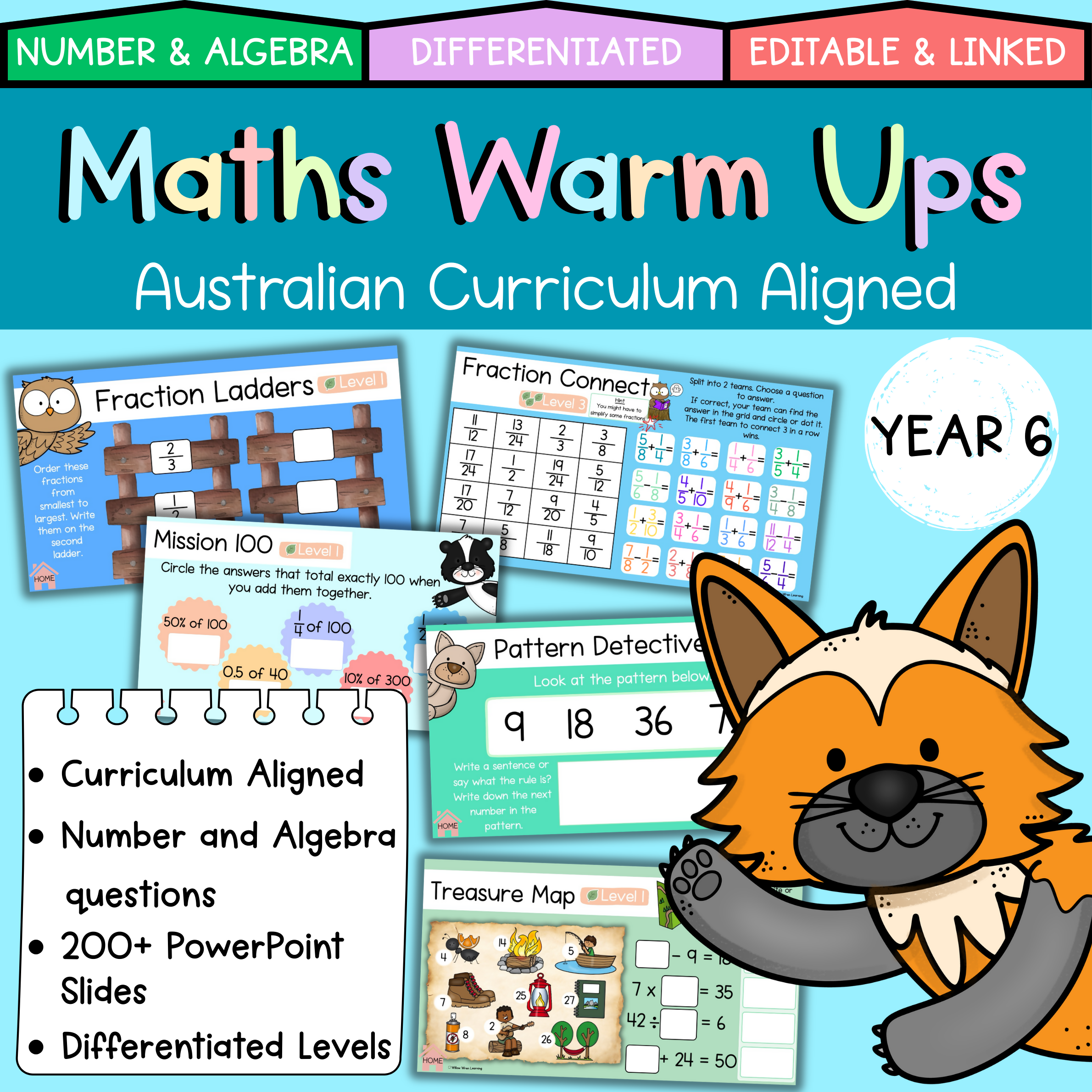 Year 6 Editable Maths Warm Ups I Number & Algebra I Australian Curriculum V9