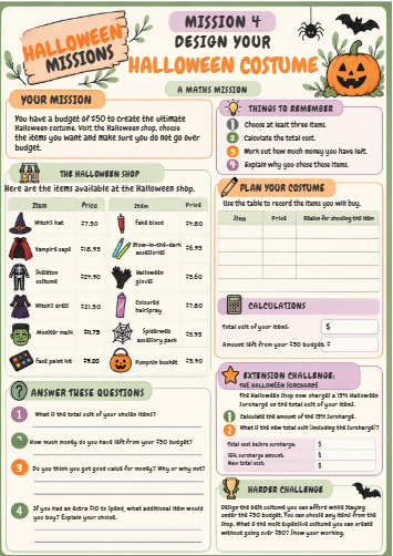 Halloween Missions – English & Maths Activities for Years 3–6