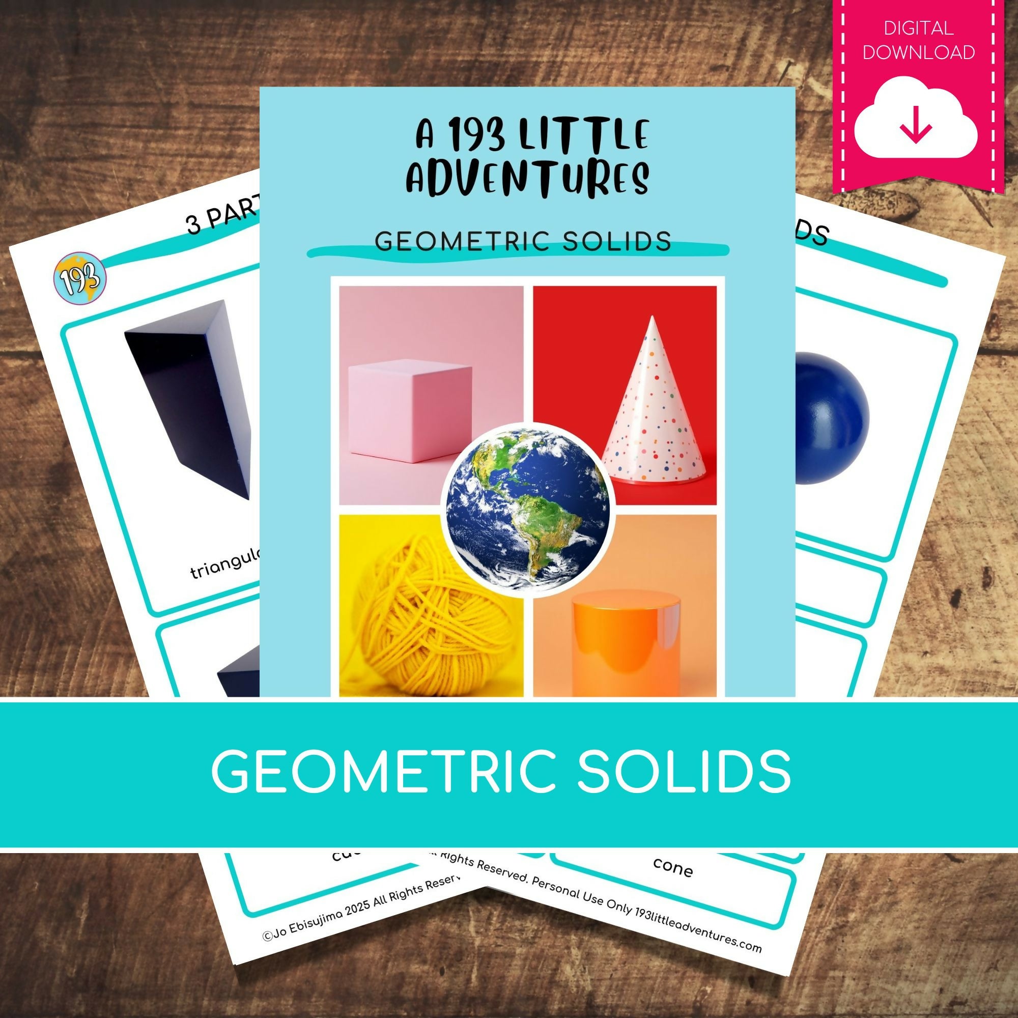 Montessori Geometric Solids + Object Cards 3 Part Cards PDF