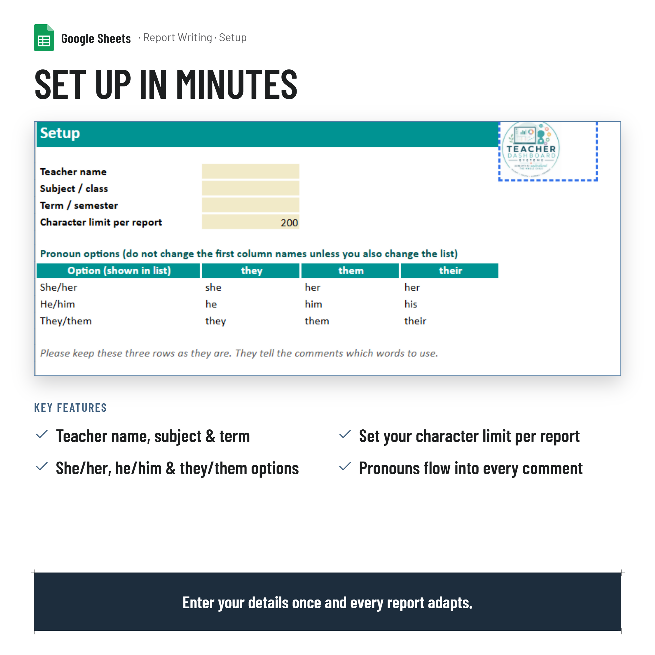 Report Writing Generator| Google Sheets