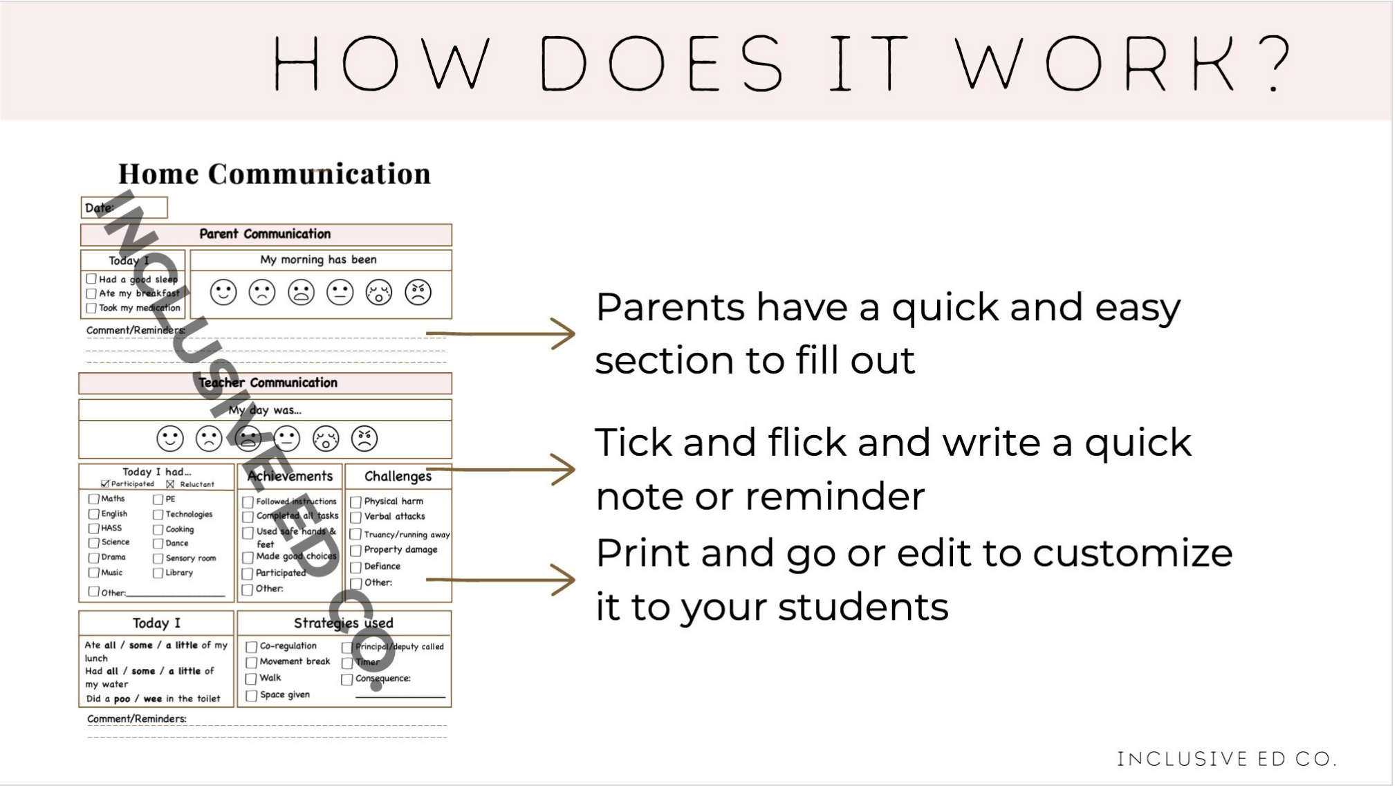 Editable Daily Communication Booklet | Teacher-Parent Notes for Students