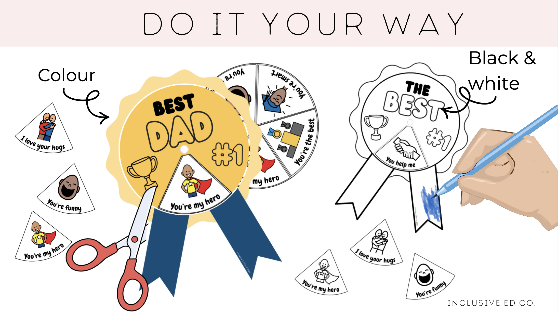 Father's Day Craft | Editable Dad Badge Spinner | Inclusive Visual Support Activity