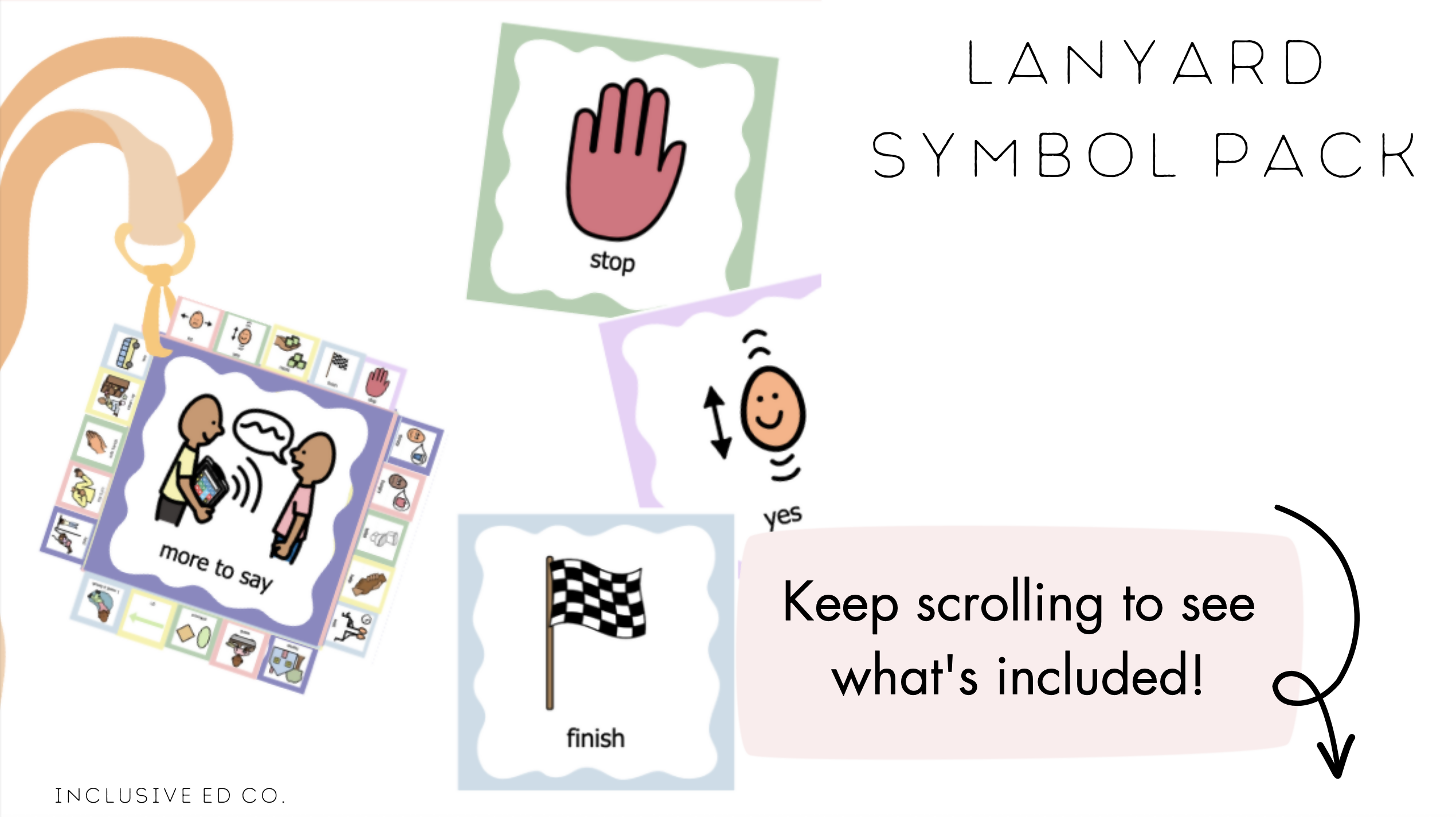 AAC Communication Cards for Lanyards | Core Word Visuals
