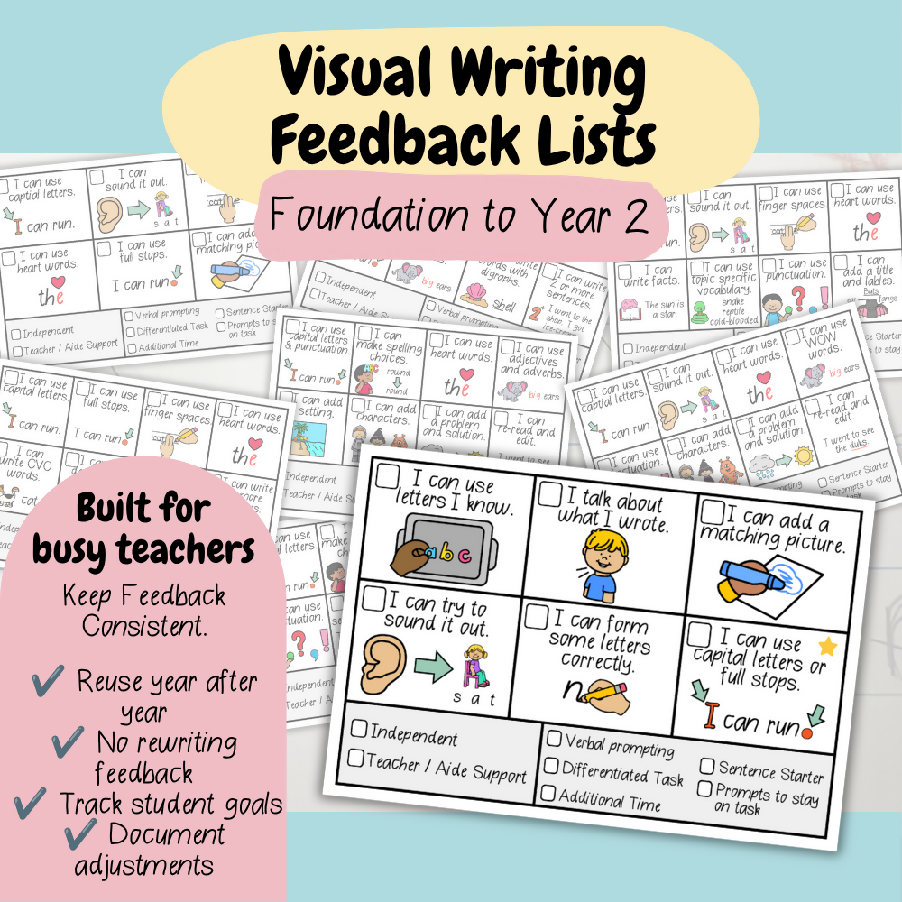 Visual Writing Feedback Checklists | Foundation to Year 2