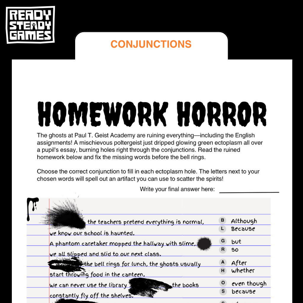 Halloween Grammar Review Puzzle Pack | Crack the Code | Years 5-6