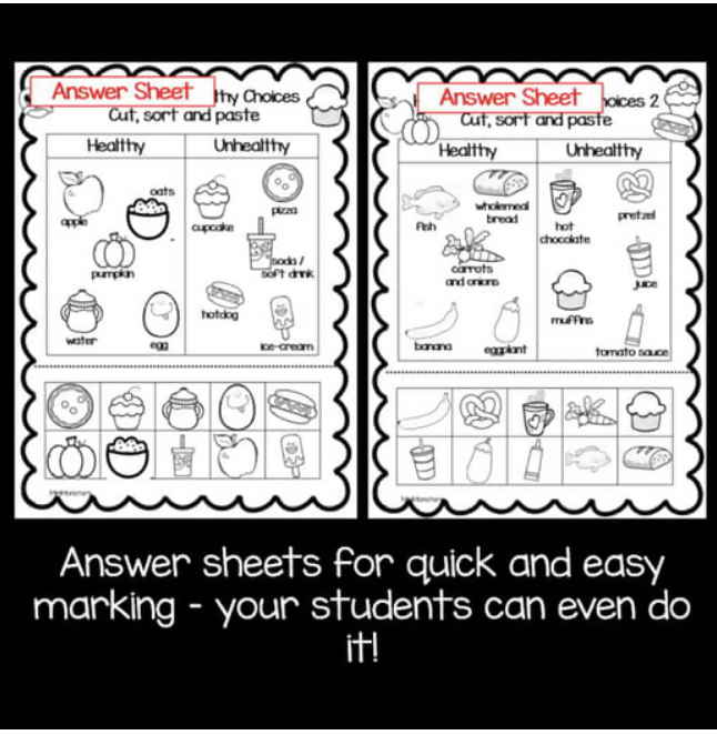 Health Sorting Worksheets | Foundation, Prep and Year 1