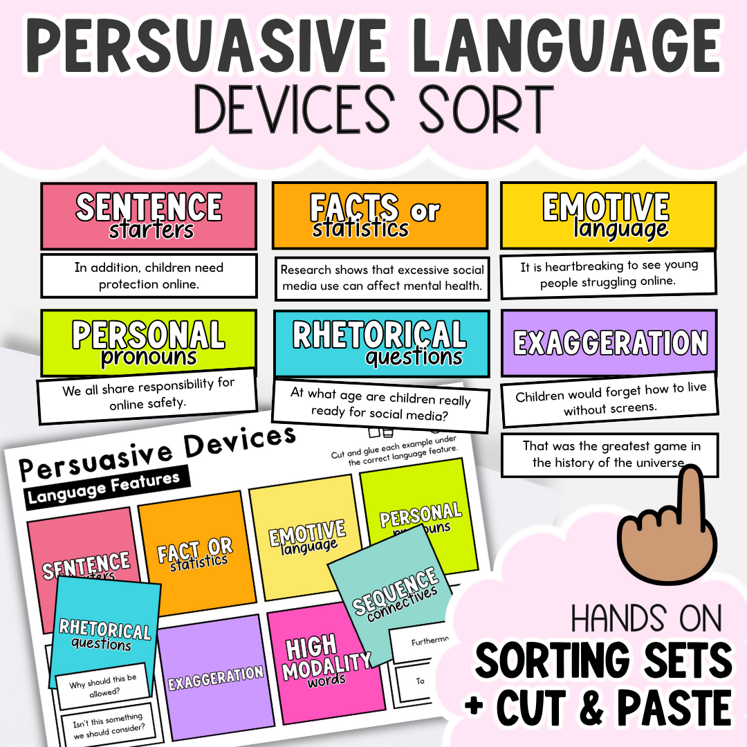 Persuasive Language Features & Devices Sort Opinion Writing Technique & Prompts