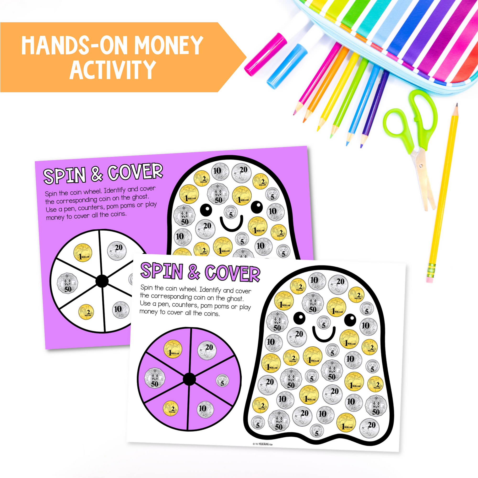 Halloween Maths | Spin & Cover Australian Coins | Money Mats