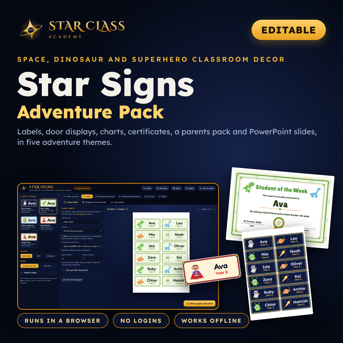 Space, Dinosaur, Superhero & Pirate Classroom Decor Pack | Prep to Year 6