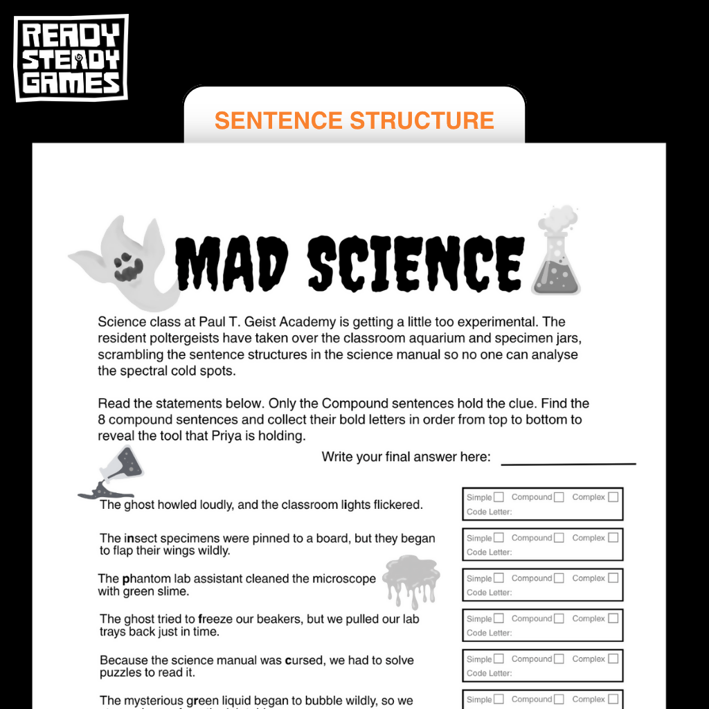 Halloween Grammar Review Puzzle Pack | Crack the Code | Years 5-6