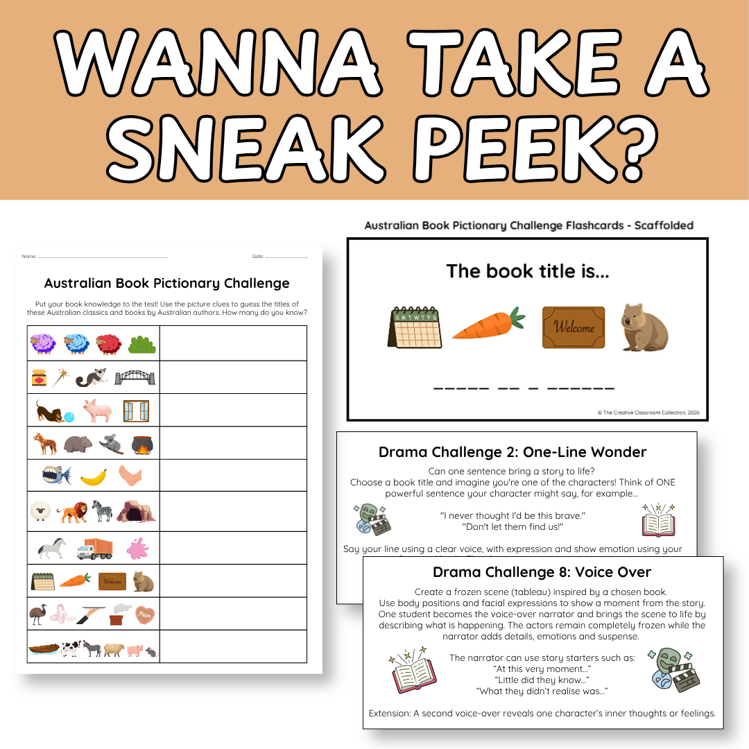 Book Week Pictionary Game | Australian Book Titles & Drama Activities