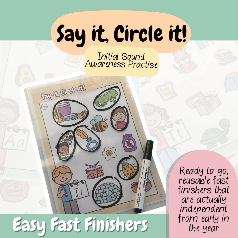 Say It, Circle It | Independent Phonemic Awareness Practise | Foundation