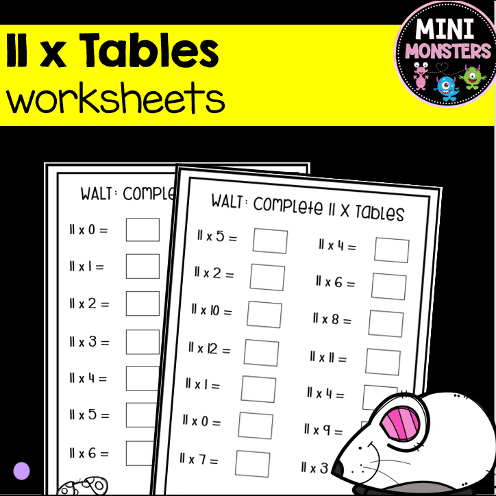 11 Times Tables Worksheets Year 3 Year 4 Multiplication Fluency Australian Curriculum