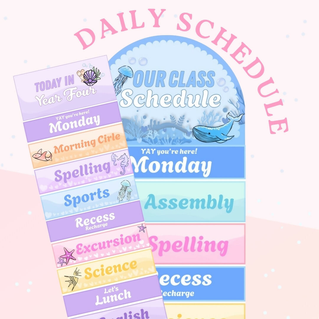 Classroom Schedule - Sweet Tides Ocean Pastel Decor