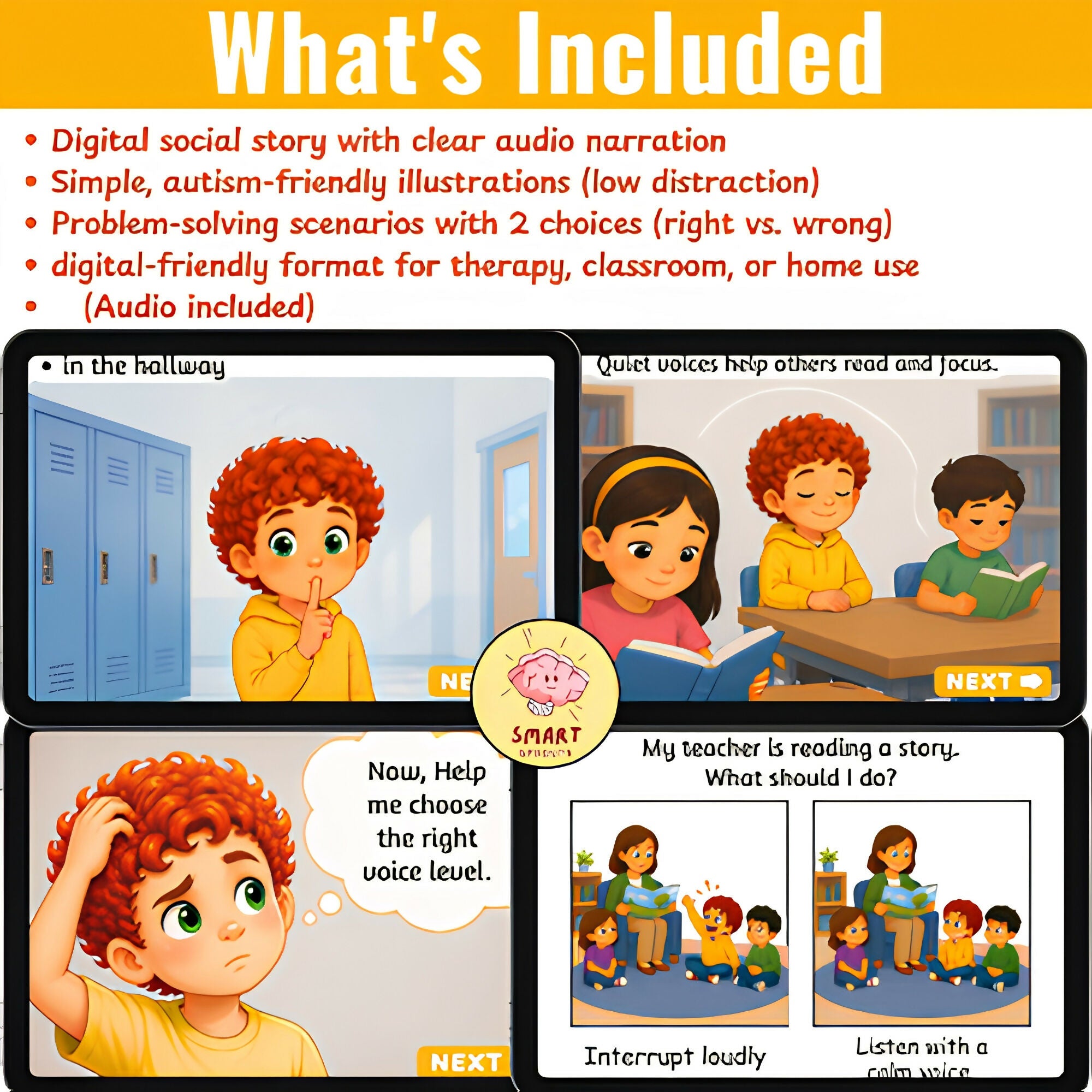 Liam Learns Voice Levels Social Story | Boom cards for PreK & Autism